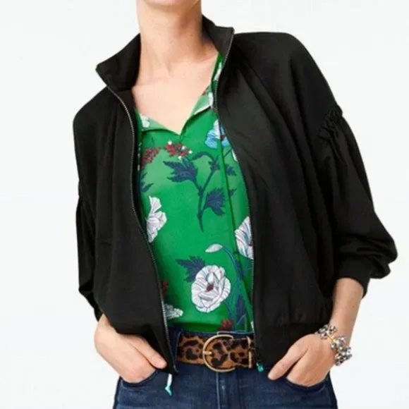 Cabi Chance Bomber Jacket S High Neck Full Zip Up Stretch Jersey Black 3731 $139 - Picture 1 of 16